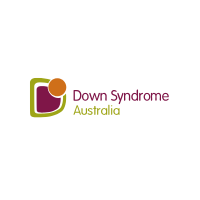 Down Syndrome Australia logo. There is a big D with the words written next to it.