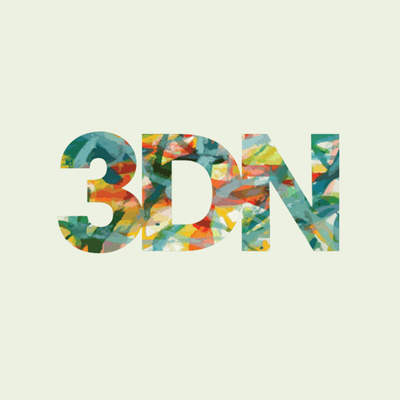 3DN logo: a colourful 3, a capital D, and a capital N next to each other.