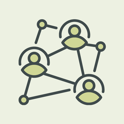 A graphic of a network of people.