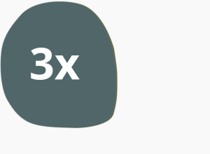 3x in white writing in a teal coloured shape.