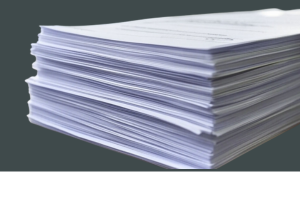 Photo of a pile of papers.