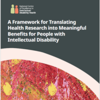 Cover of A Framework for Translating Health Research into Meaningful Benefits for People with Intellectual Disability.