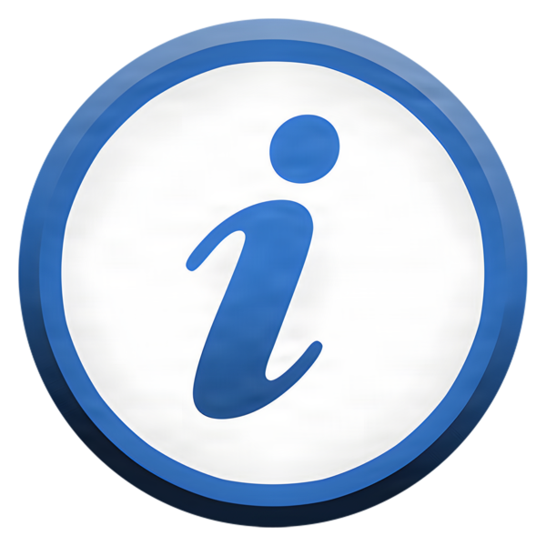 i for information. The i is blue with a blue circle around it.