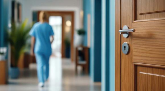 An open door to a medical ward